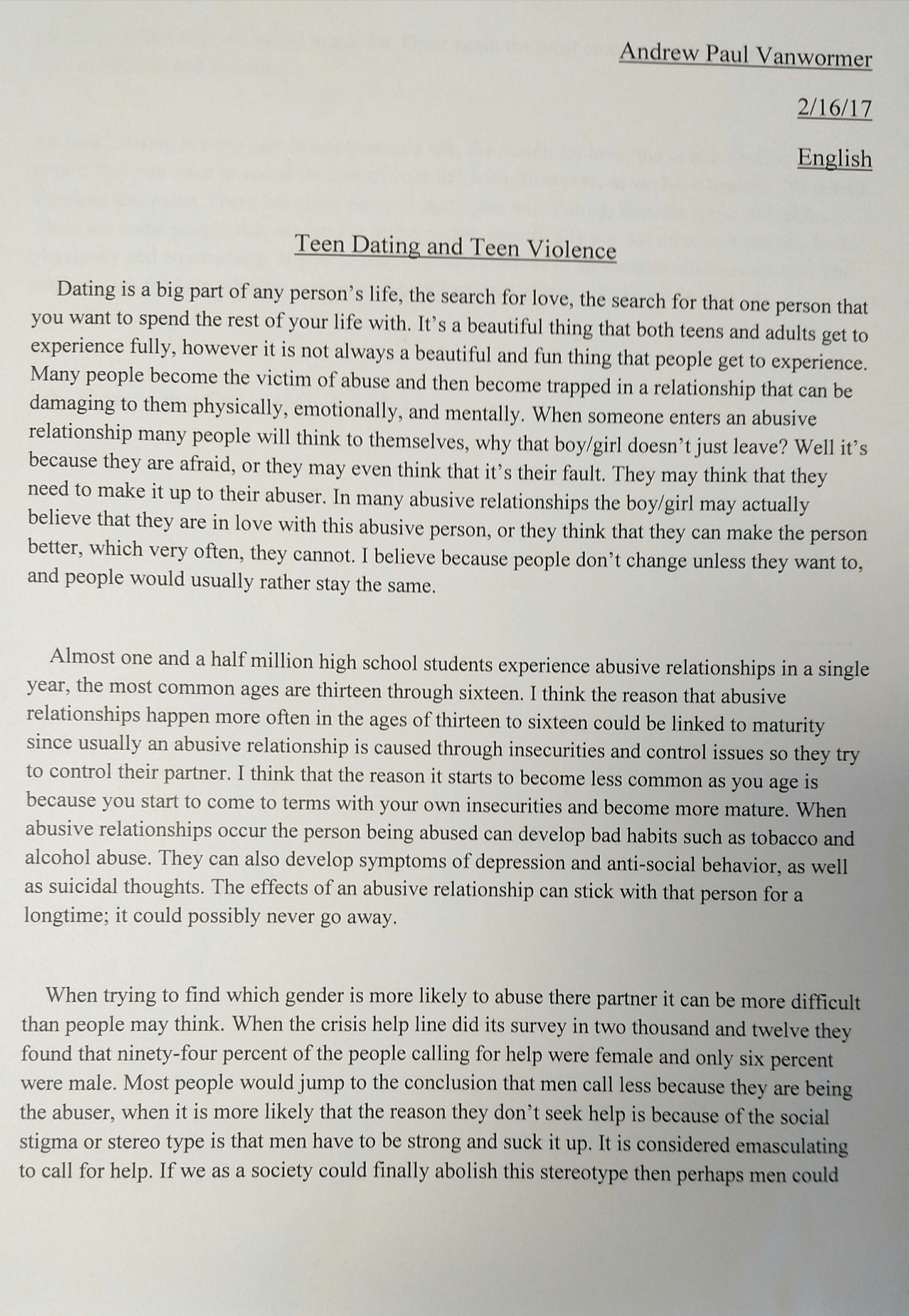 teen violence essay